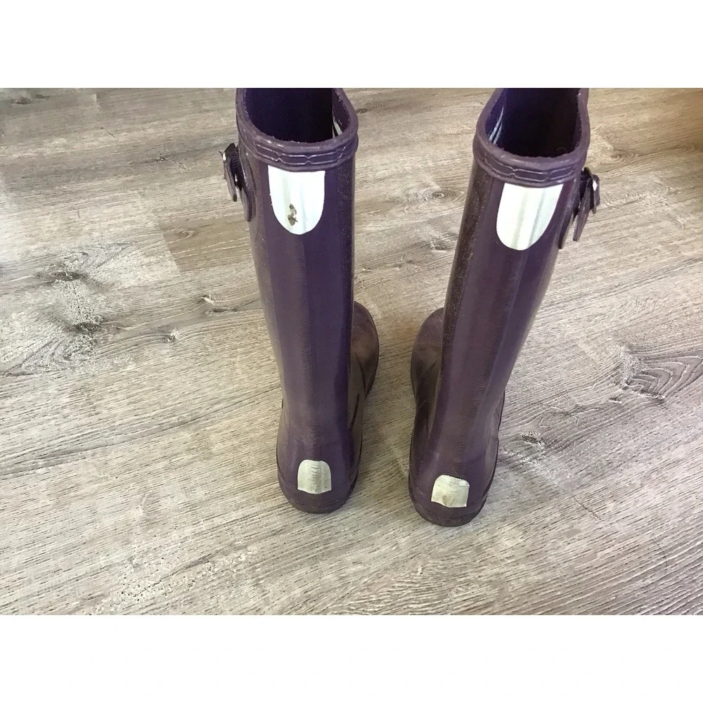 Hunter Rain Boots Girls size 6 Purple Glitter Wellington Waterproof Boots UK 4